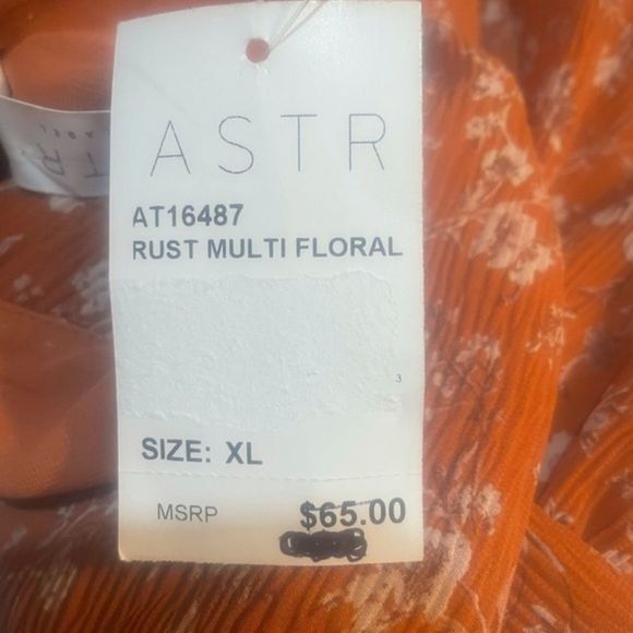 ASTR The Label Nordstrom Long Sleeve Sweetheart Top Rust Multi Floral XL NWT - Picture 7 of 12